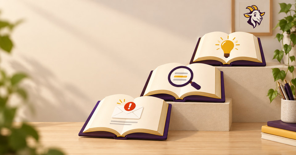 Illustration of open books arranged as steps