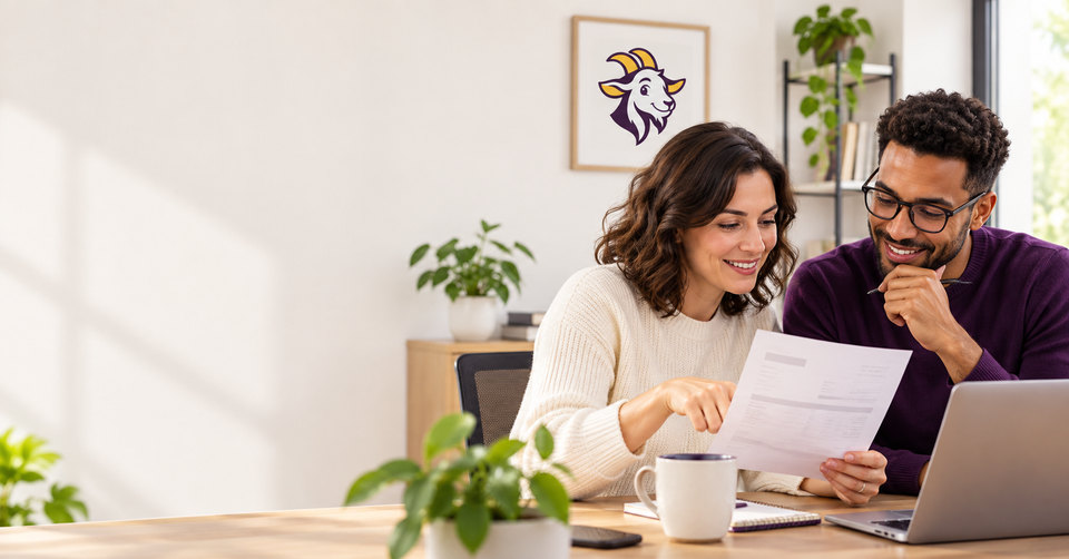 Illustration of two colleagues reviewing a document together